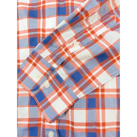 UNIQLO Men's Plaid Button Up Shirt XL  Cotton Orange Blue Smart‎ Casual NWOT - Picture 9 of 14